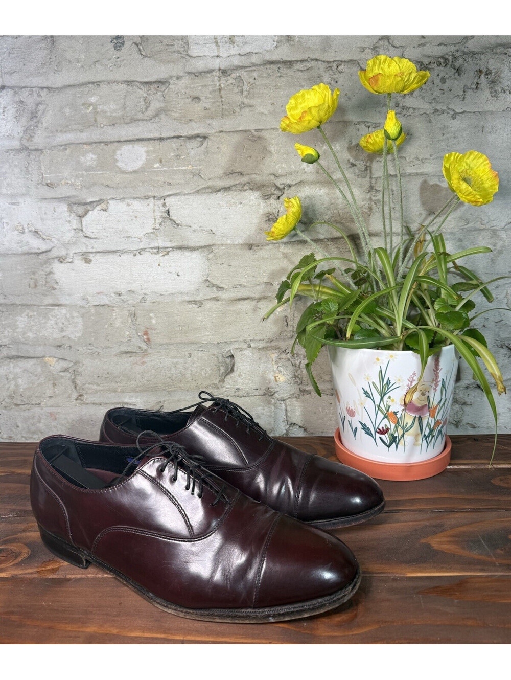 Florsheim Men's Burgundy Leather Lace-Up Oxford Dress Shoes Cap Toe US 12 E